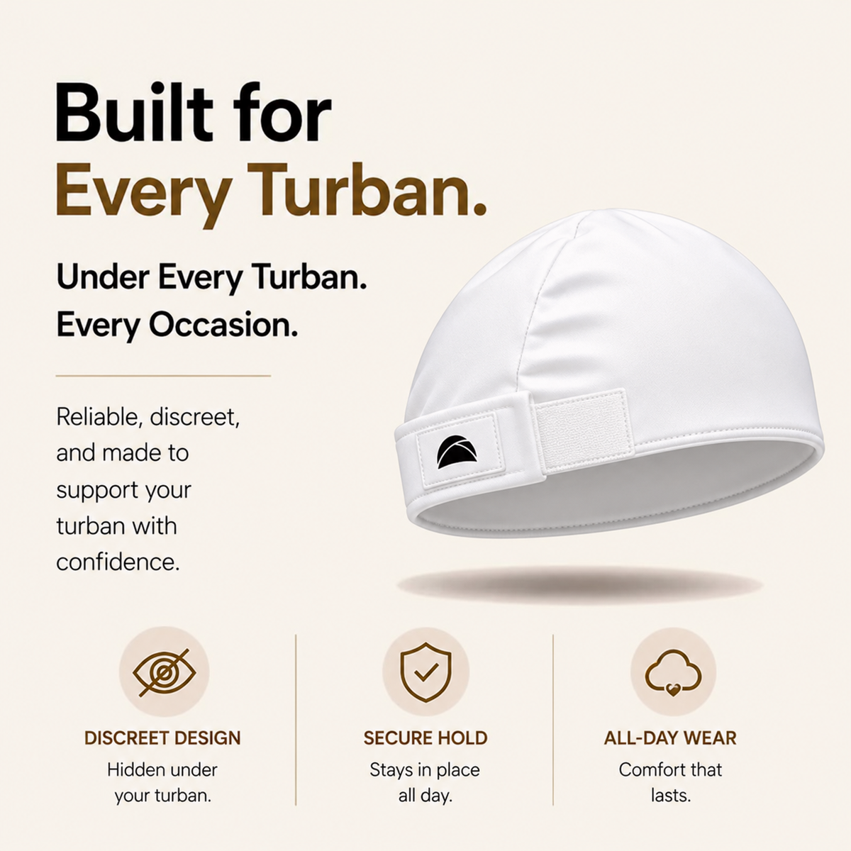 White Velcro Patka built for every turban