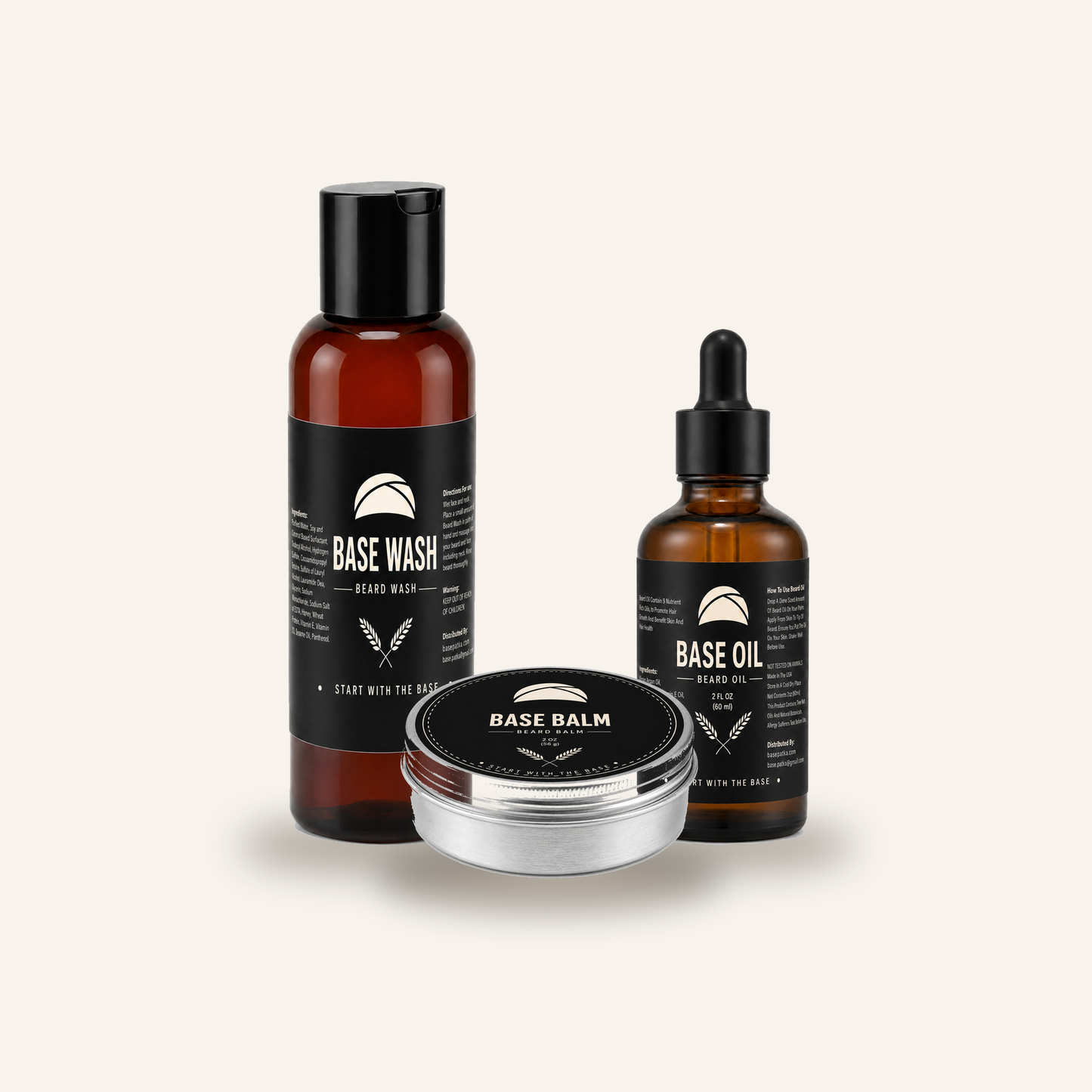 The Base Trio — Beard Wash, Oil & Balm Set