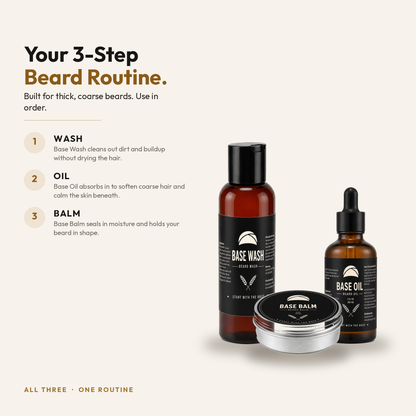 The Base Trio — Beard Wash, Oil & Balm Set