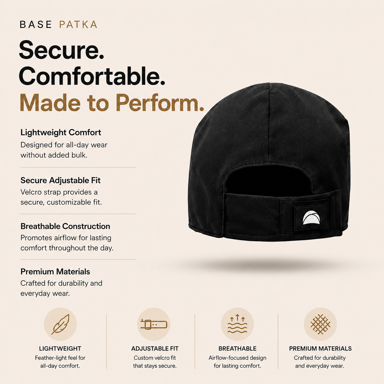 Velcro Patka - Silk Lined Head Covering